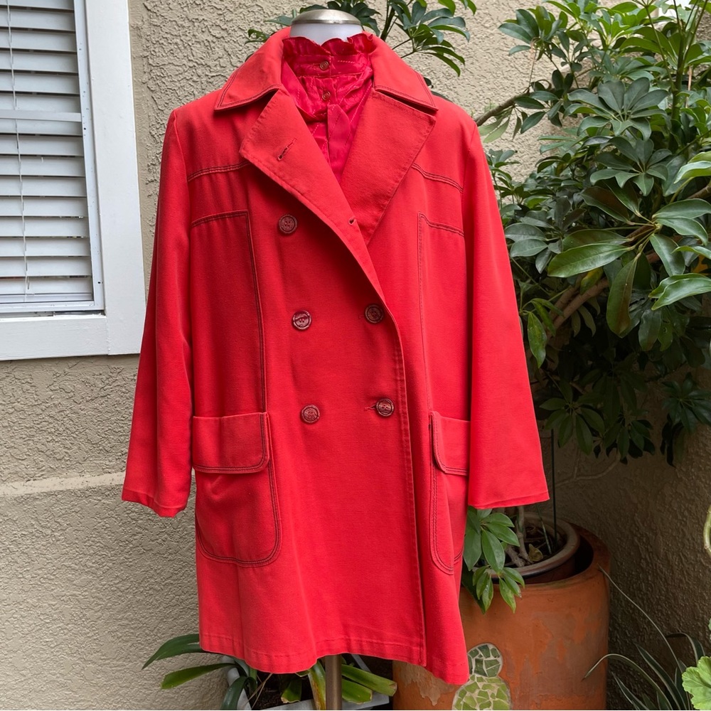 Vintage 70’s orange/red cotton double sided coat